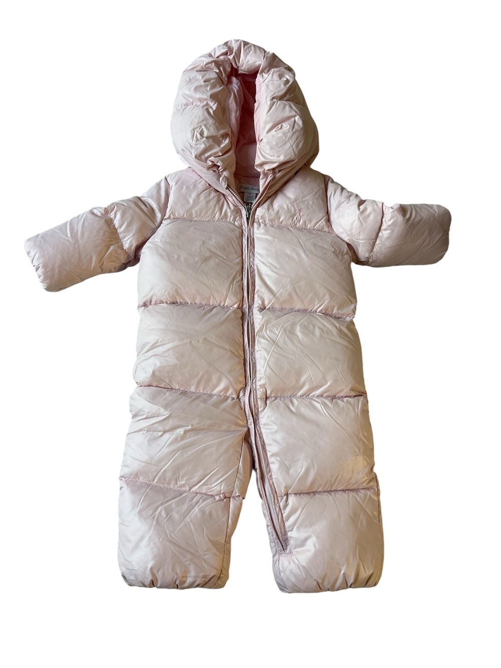 RALPH LAUREN BABY PINK PUFFER JUMPSUIT 9 MONTHS WINTER